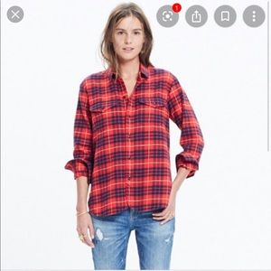 MADEWELL - red and blue plaid flannel - Size small